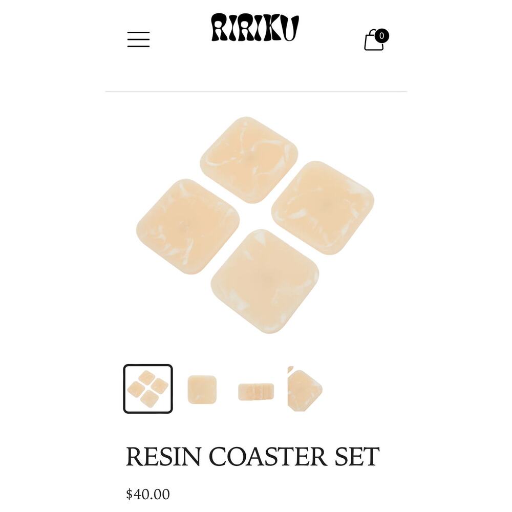 NEW** RIRIKU- Set of four milky off white coasters